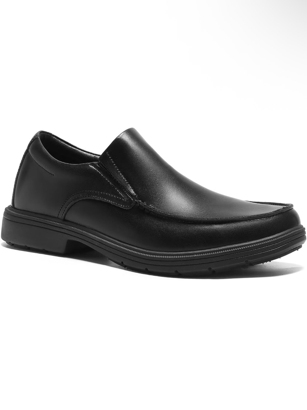 OrthoComfoot Men's Black Slip-On Leather Dress Shoe